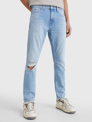 Férfi Tommy Hilfiger Light wash mid rise slim fit Farmer Nadrág Kék | HU 1152TCE